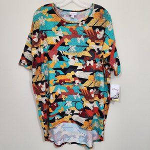 LuLaRoe X Disney NWT colorful Mickey Mouse print Irma tunic shirt size medium